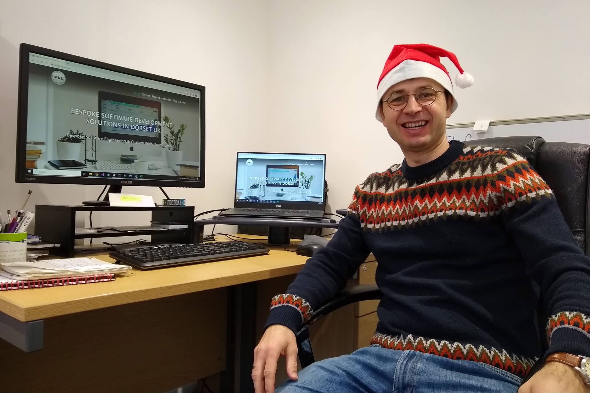 Poole Software employee wearing a Christmas jumper