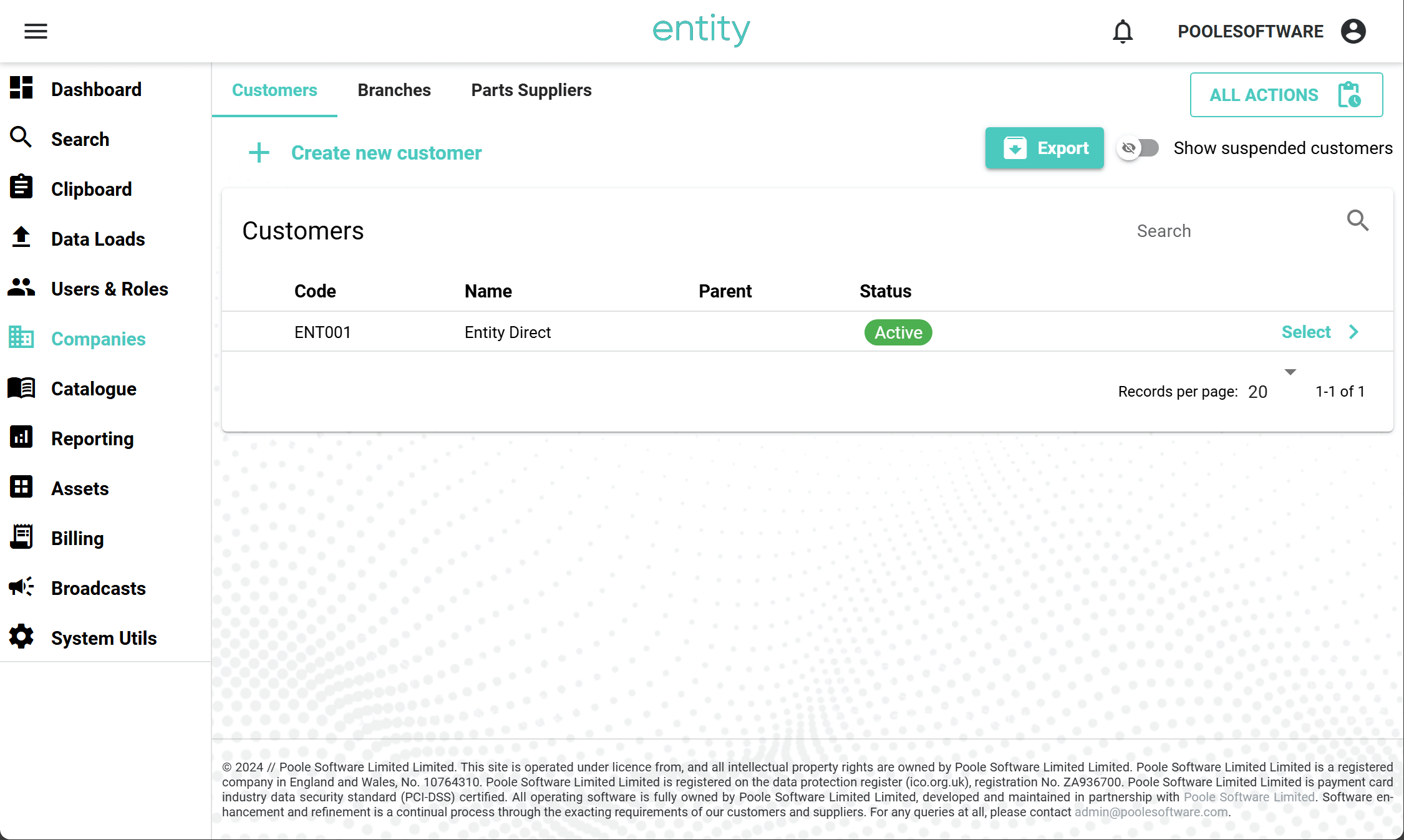 Job Management System Customers Page image