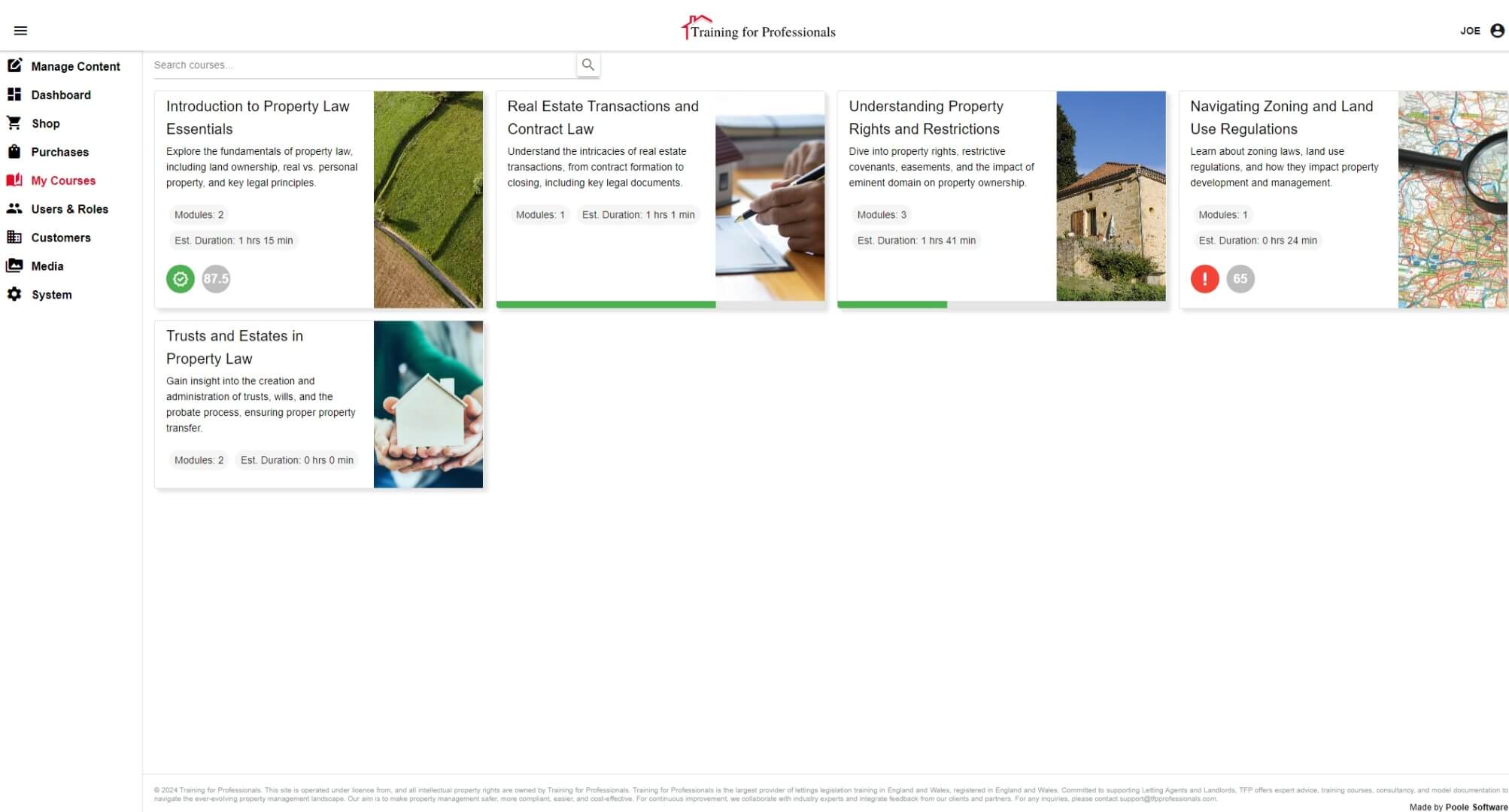 Online learning platform purchased courses image